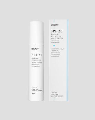 Krem nawilżający z filtrem mineralnym SPF 30 kwasem hialuronowym i prowitaminą B5 BIOUP - 1