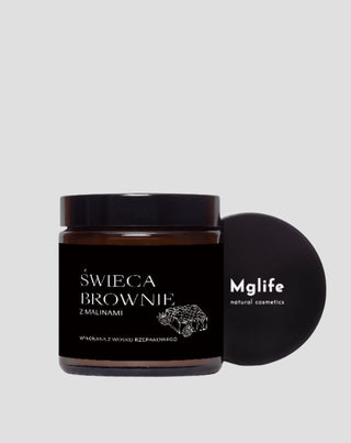 Wegańska świeca rzepakowa o zapachu brownie z malinami 120 ml MgLife - 4