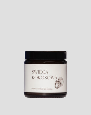 Wegańska świeca rzepakowa z bawełnianym knotem o zapachu kokosa 120 ml MgLife - 1