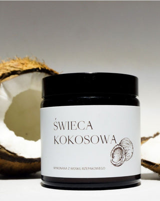 Wegańska świeca rzepakowa z bawełnianym knotem o zapachu kokosa 120 ml MgLife - 3