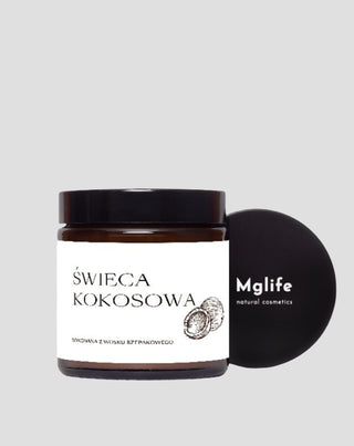 Wegańska świeca rzepakowa z bawełnianym knotem o zapachu kokosa 120 ml MgLife - 4
