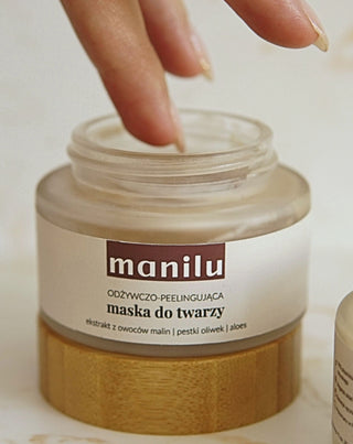 Maska do twarzy odżywczo-peelingująca z pestkami z oliwek i olejem makadamia Manilu - 3