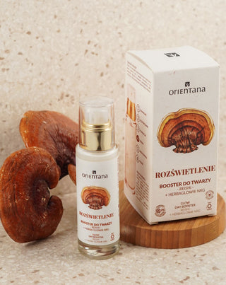 Rozświetlający booster z adaptogenami reishi i różeniec górski Orientana - 2