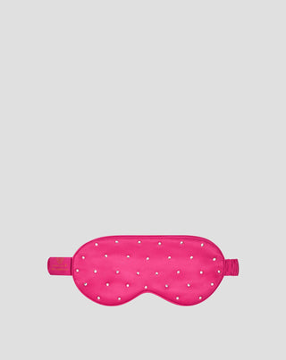 Opaska na oczy do spania z jedwabiu ozdobiona kryształkami – hot pink Crystallove_3 - 3