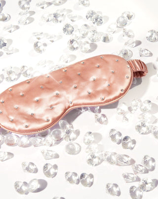 Opaska na oczy do spania z jedwabiu ozdobiona kryształkami – rose gold Crystallove - 2