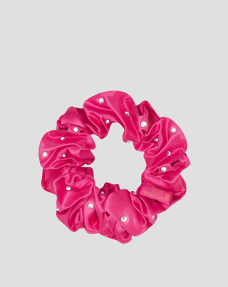 Gumka do włosów z jedwabiu z kryształkami –hot pink Crystallove_3 - 3