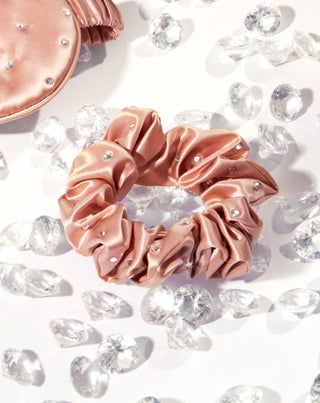 Gumka do włosów z jedwabiu z kryształkami – rose gold Crystallove - 2
