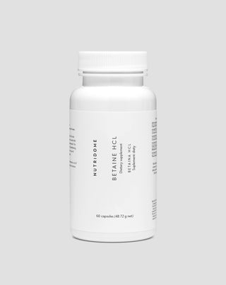 Betaina HCL 475 mg na wsparcie trawienia, wzdęcia, uczucie ciężkości i niską kwasowość żołądka Nutridome 60 kapsułek - 1