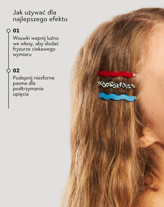 Zestaw falowanych wsuwek do włosów - marmurkowa, perłowa, czarna Twisty 3 szt. - 3