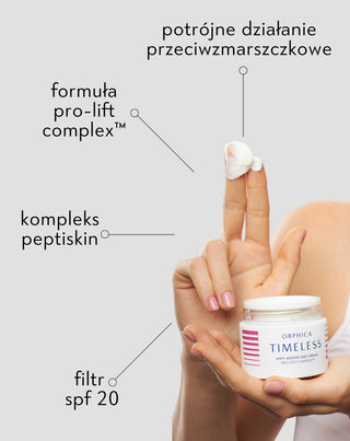 Krem do twarzy przeciwzmarszczkowy na dzień z filtrem spf 20 do cery 40+ Timeless Orphica Clinic - 5