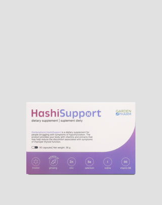 Suplement diety wspierający przy niedoczynności tarczycy i Hashimoto HashiSupport Gardenpharm 60 kapsułek - 1