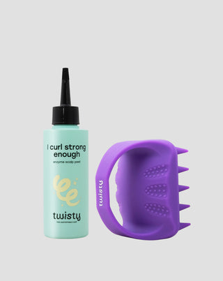 Zestaw masażer silikonowy + peeling enzymatyczny do oczyszczenia i stymulacji mikrokrążenia skóry głowy Twisty - 1
