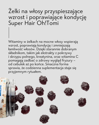 Żelki na włosy przyspieszające wzrost i poprawiające kondycję Super Hair Oh!Tomi 60 szt. - 3