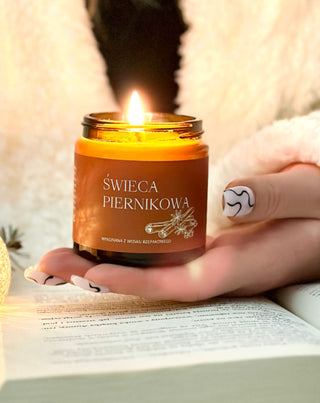 Piernikowa świeca z wosku rzepakowego z olejkami i 100% bawełnianym knotem Mglife - 2