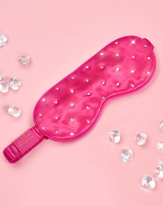 Opaska na oczy do spania z jedwabiu ozdobiona kryształkami – hot pink Crystallove - 2