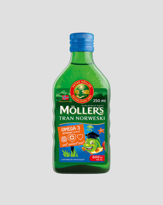 Tran Norweski o aromacie owocowym Moller's z 600 IU witaminy D3 - 1