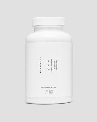 Biotyna w kapsułkach 2500 mcg witaminy H na włosy, skórę i paznokcie Nutridome 180 szt. - 1