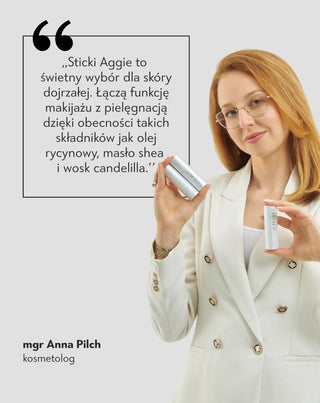 Rozświetlacz w sztyfcie z olejem rycynowym i masłem shea do cery dojrzałej 50+ Aggie - 5